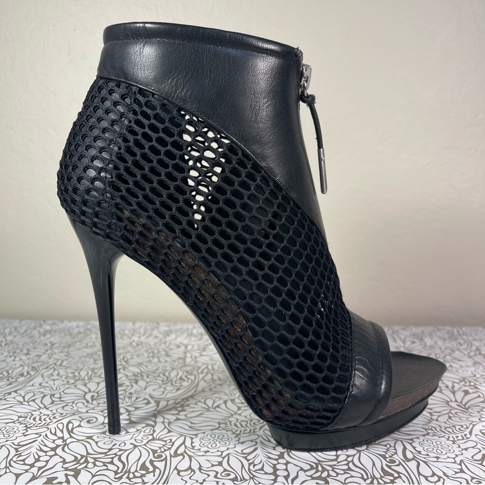 L.A.M.B. Gwen Stefani Leather Net Platform Stiletto Heels Y2K Designer Shoes